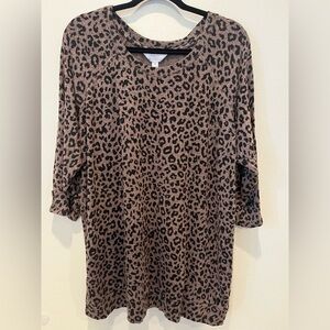 Market & Spruce Relaxed Brown Tan Tunic Blouse